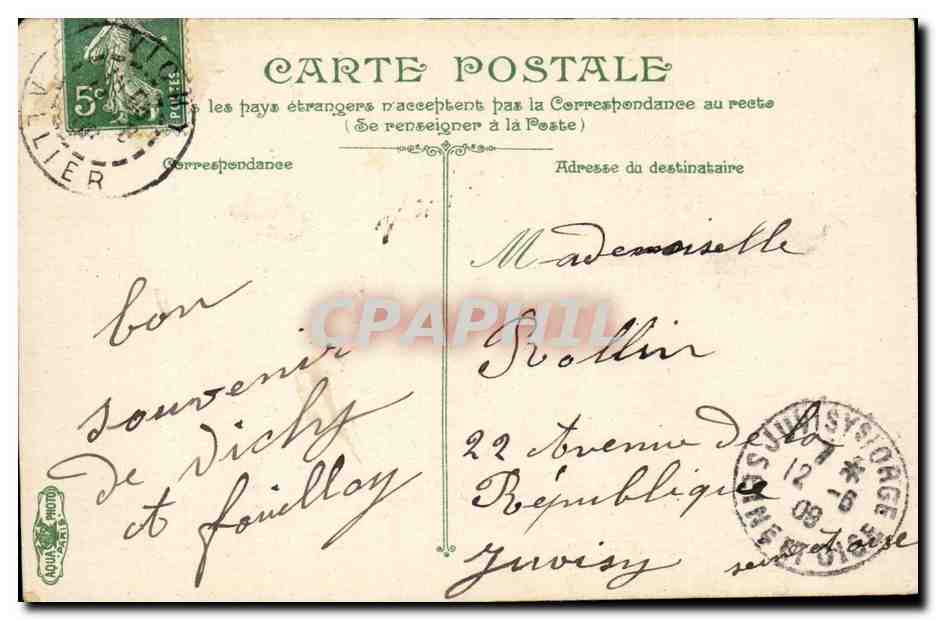 Vichy CPA Source de la grande grille — Verso