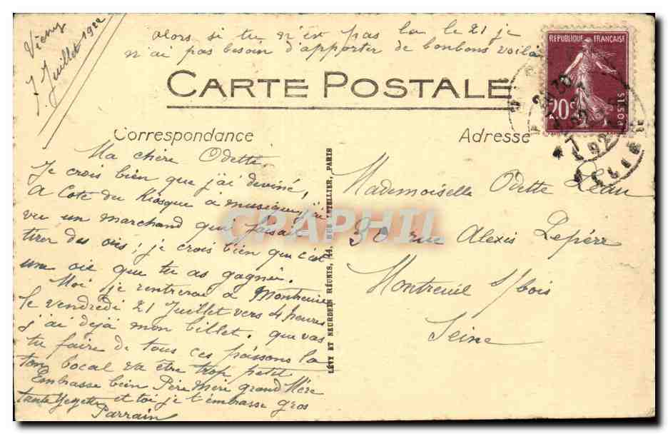 Vichy CPA Au bord de l'allier — Verso