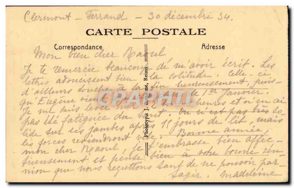 Notre-Dame-du-Port — La Vierge miraculeuse dans son beau cadre de marbre — Clébé H. Ledèvre-Coutan, n°11 — Verso
