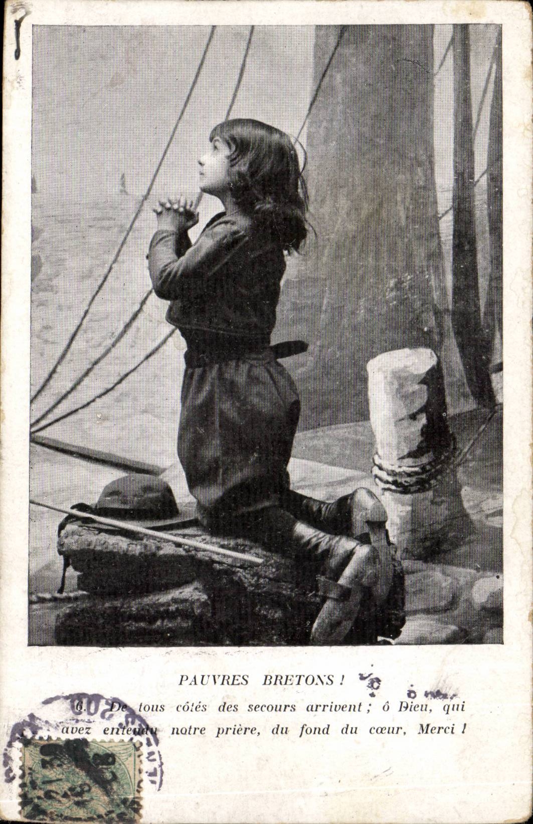 Fantaisie - Enfant - Pauvres Bretons - tous cotes des secours arrivent a Dieu - notre priere - CPA 