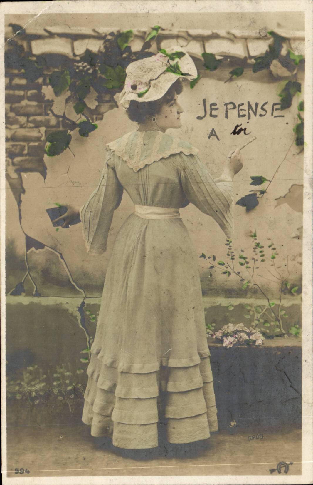 Fantaisie - Femme - Je pense a toi - CPA 