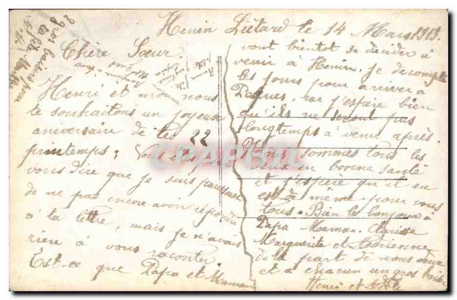 Fantaisie - couple - Anniversaire - flowing river in background - CPA  — Rückseite