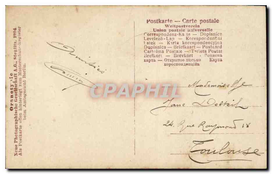 Fantaisie - Couple - Femme avec biche - Woman with doe - deer - CPA  — Rückseite