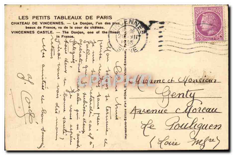 Château de Vincennes — Le Donjon — Éditions Mona — Verso