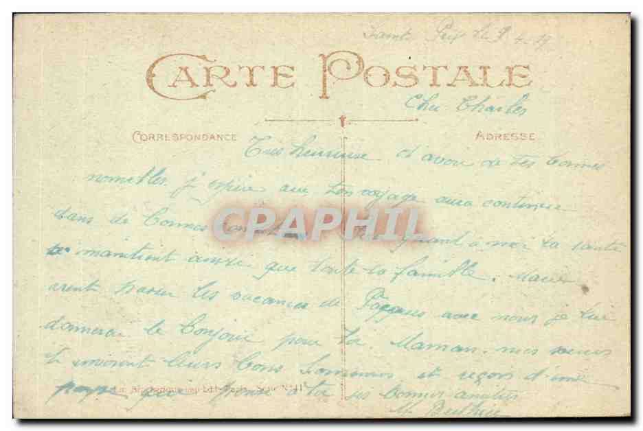 Rose - Unis par la pensee - flower with bow - CPA  — Verso