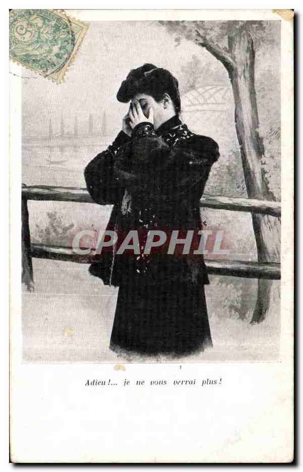 Fantaisie - Femme - Adieu je ne vous verrai plus - Weeping woman - CPA 