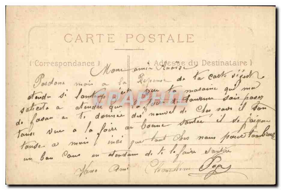 Fantaisie - Femme - Un Bonjour - woman smiling with flowers - CPA  — Rückseite