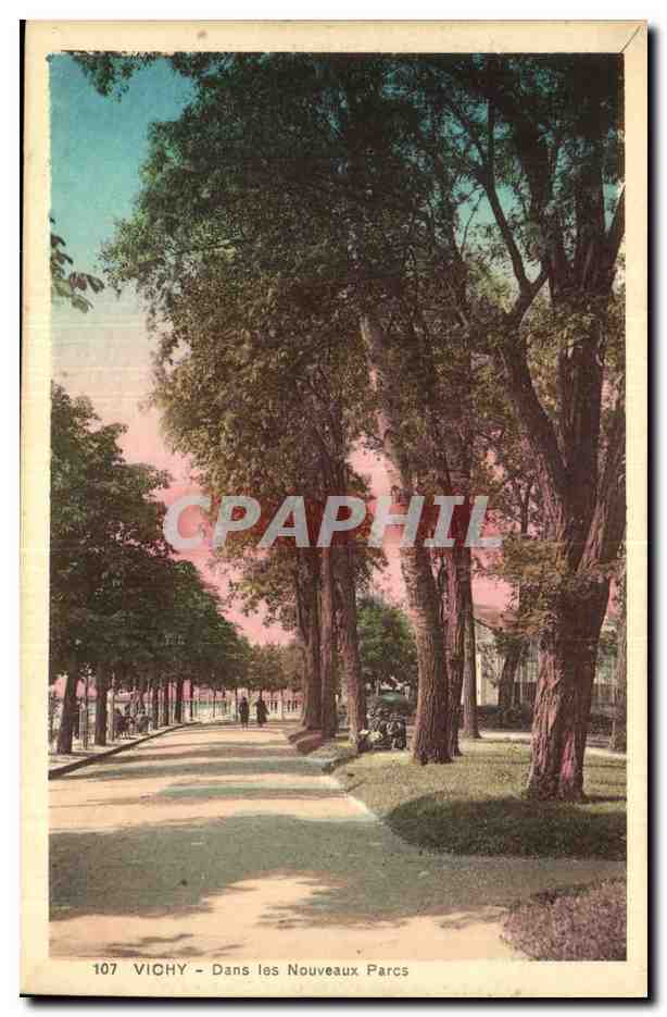 Vichy - Dans les Nouveau Parc - ilustration - CPA 