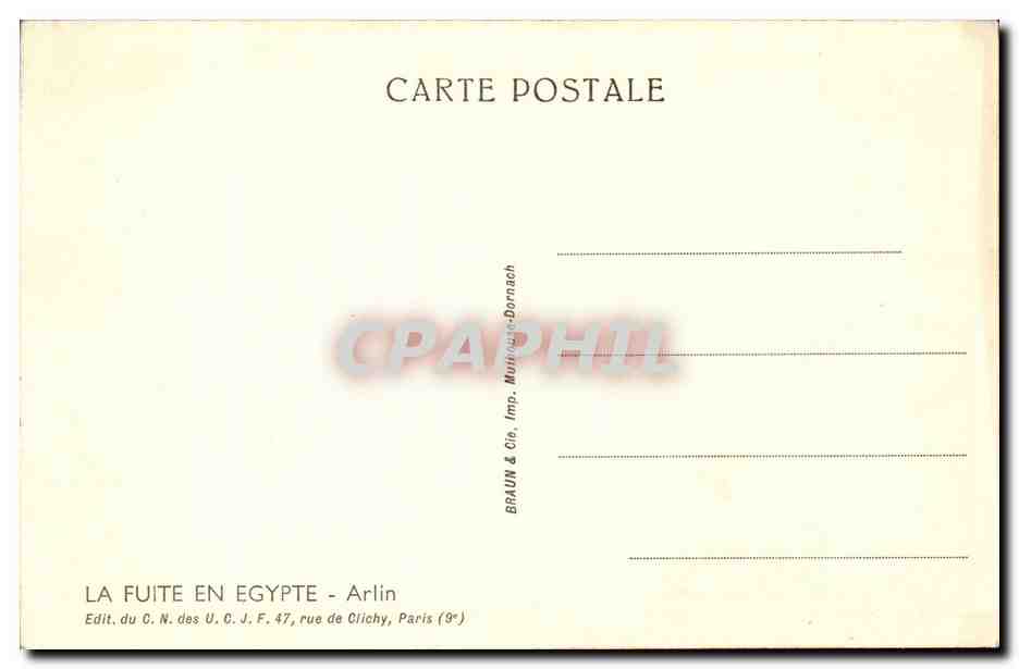 La Fuite en Égypte — scène nocturne avec ange — éditeur Braun & Cie, Paris — Rückseite