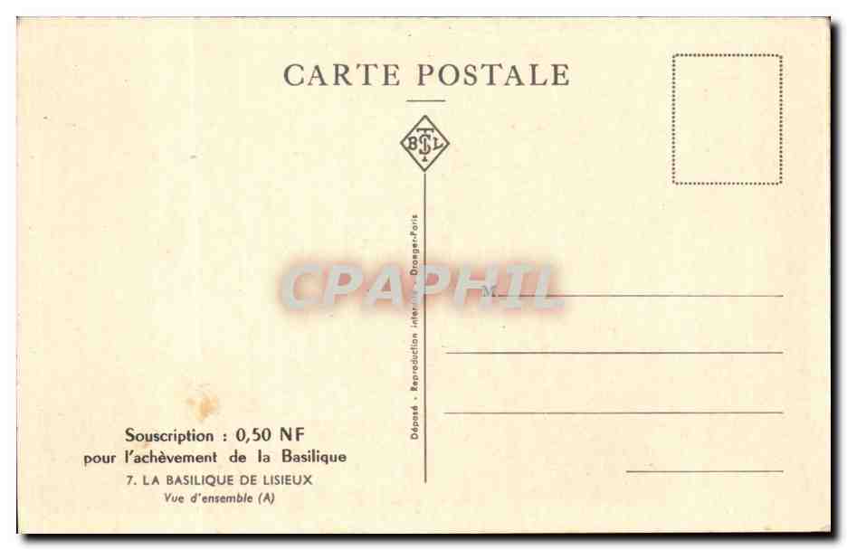 CPA Basilique de Lisieux — Rückseite