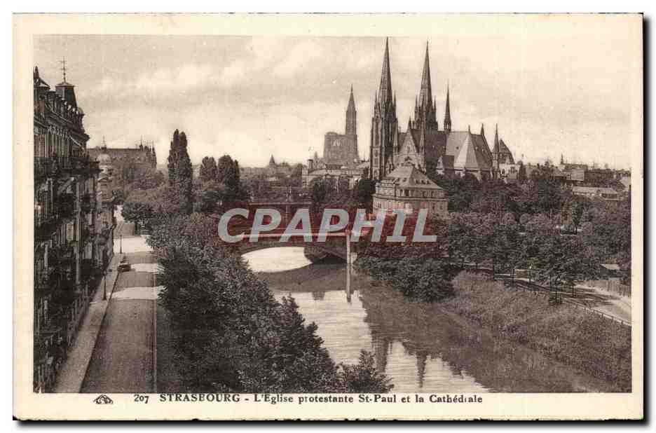 Strasbourg CPA L'eglise protestante St Paul et la cathedrale