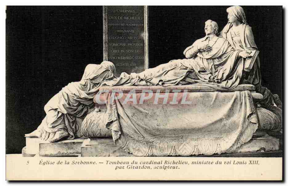 Eglise de la Sorbonne CPA Tombeau du cardinal Richelieu ministre du roi Louis XIII par Girardon sculpteur