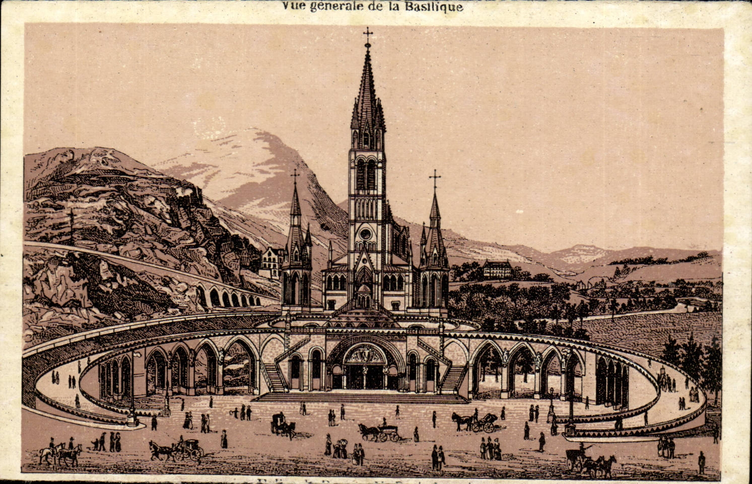 Lourdes CPA Vue generale de la basilique