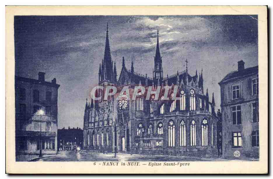 Nancy la nuit CPA Eglise Saint Epvre