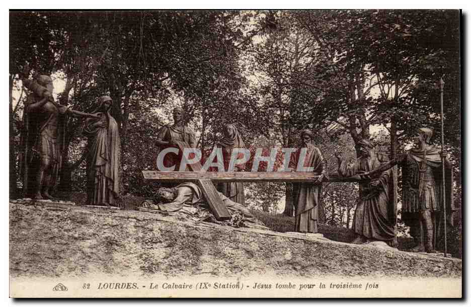 Lourdes CPA Le calvaire Jesus tombe pour la troisieme fois