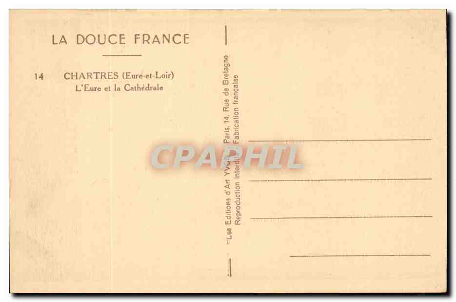 Chartres CPA L'Erure et la cathedrale — Rückseite