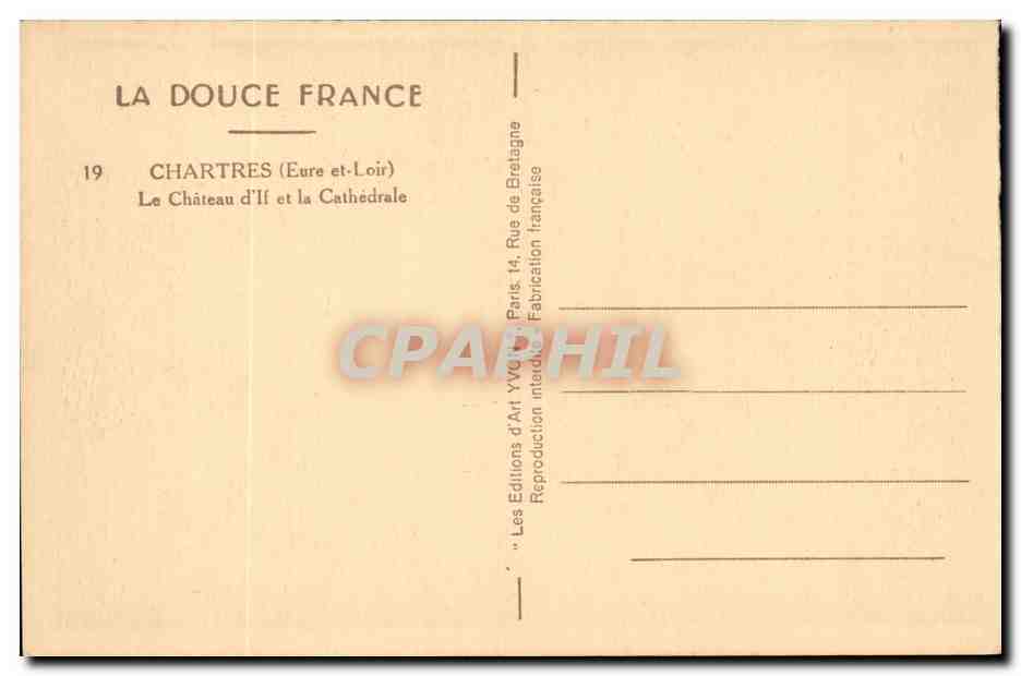 Dijon CPA Le chateau d'if et la cathedrale — Rückseite