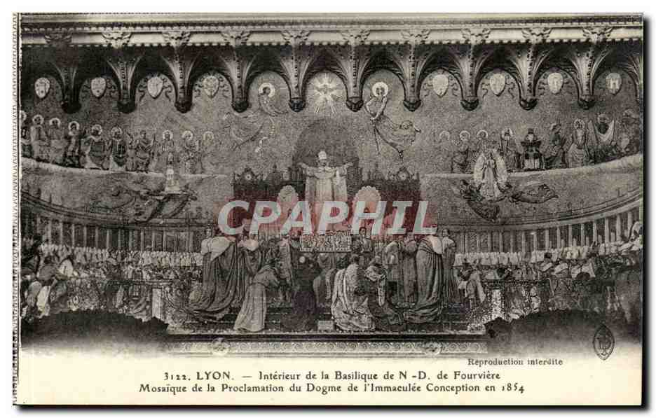 LYON — Intérieur de la Basilique N.-D. de Fourvière — Mosaïque de la Proclamation du Dogme de l'Immaculée Conception en 1854 — n° 3122