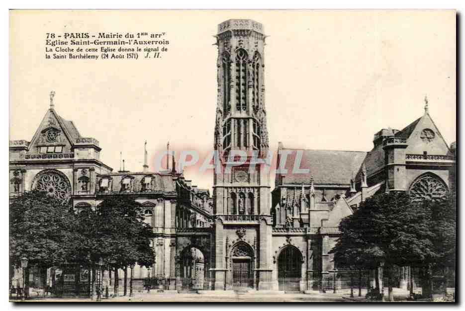 Paris CPA Mairie du 1er arrondissement Eglise Saint GErmain l'auxerrois Saint Barthelemy