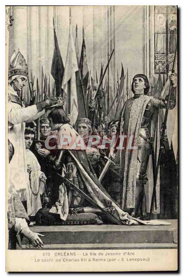 Orleans CPA La vie de jeanne d'arc Le sacre de Cahrles VII a Reims (par Lenepveu)