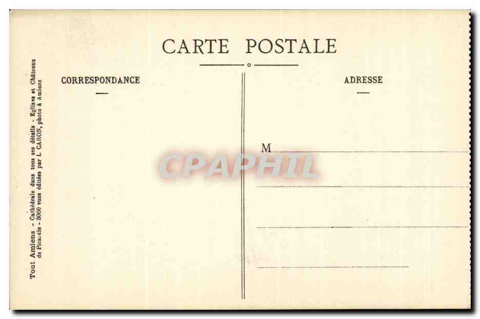 Amiens CPA Cathedrale Porche Meriona Vierge doree — Rückseite