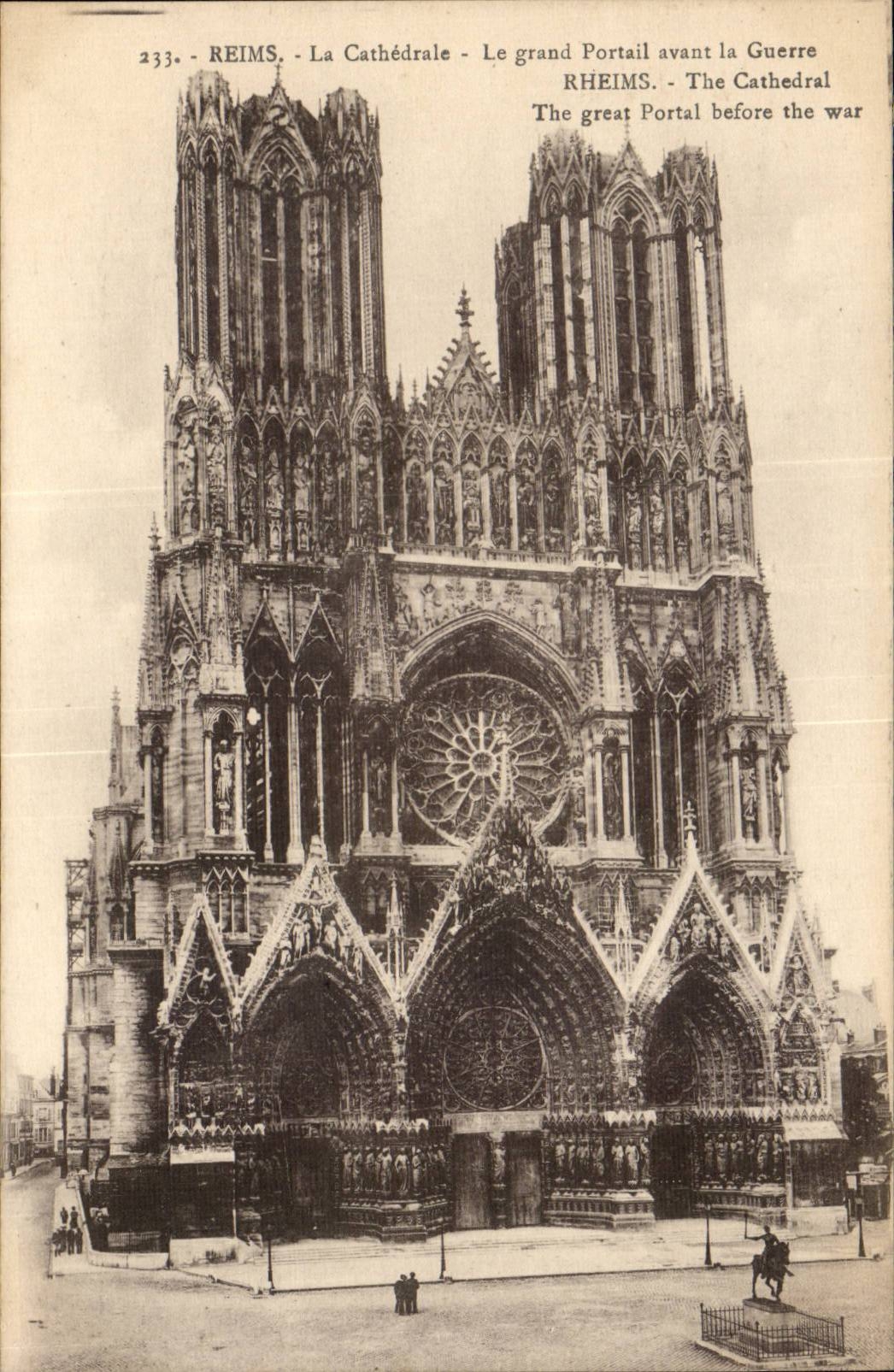 Reims - La Cathédrale - Le grand Portail avant la Guerre