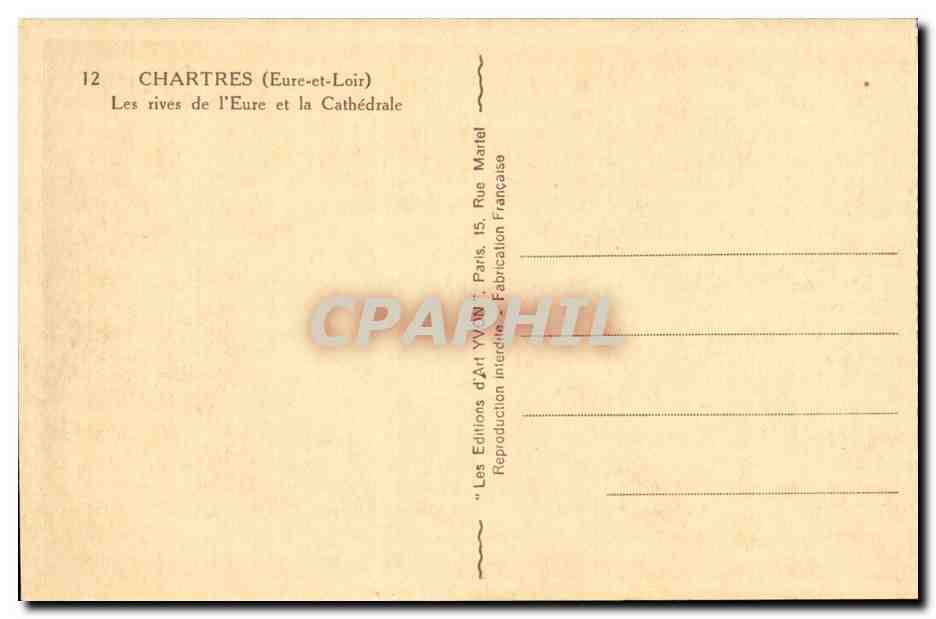 Chartres (Eure-et-Loir) — Les rives de l'Eure et la Cathédrale — Les Éditions d'Art YV.19 — Back