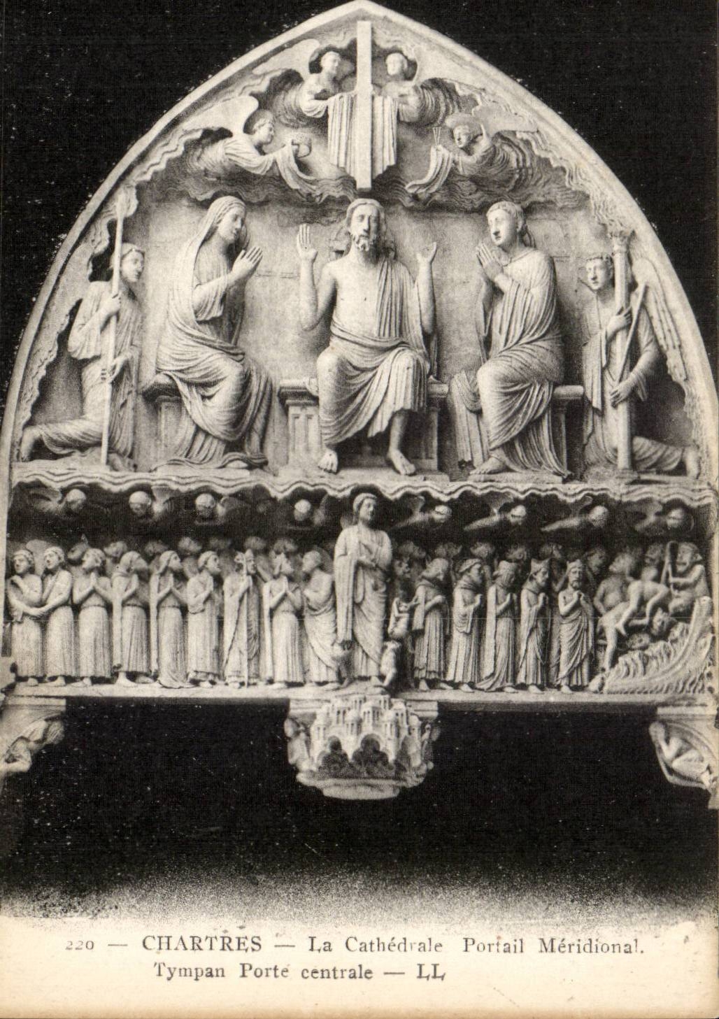 Chartres CPA Cathedrale Portail meridional Tympan porte centrale