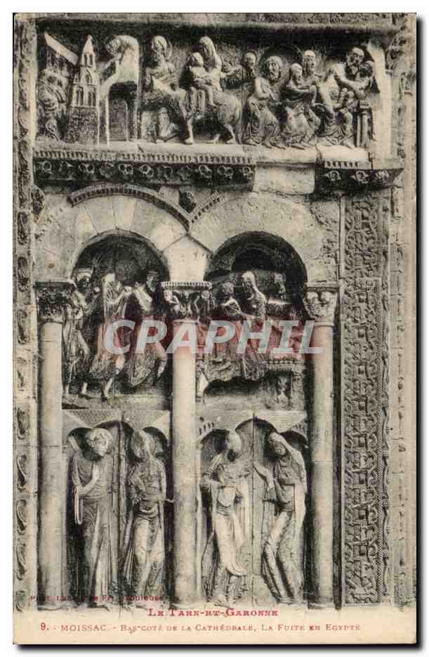 Moissac CPA Bas cote de la cathedrale La fuite en Egypte