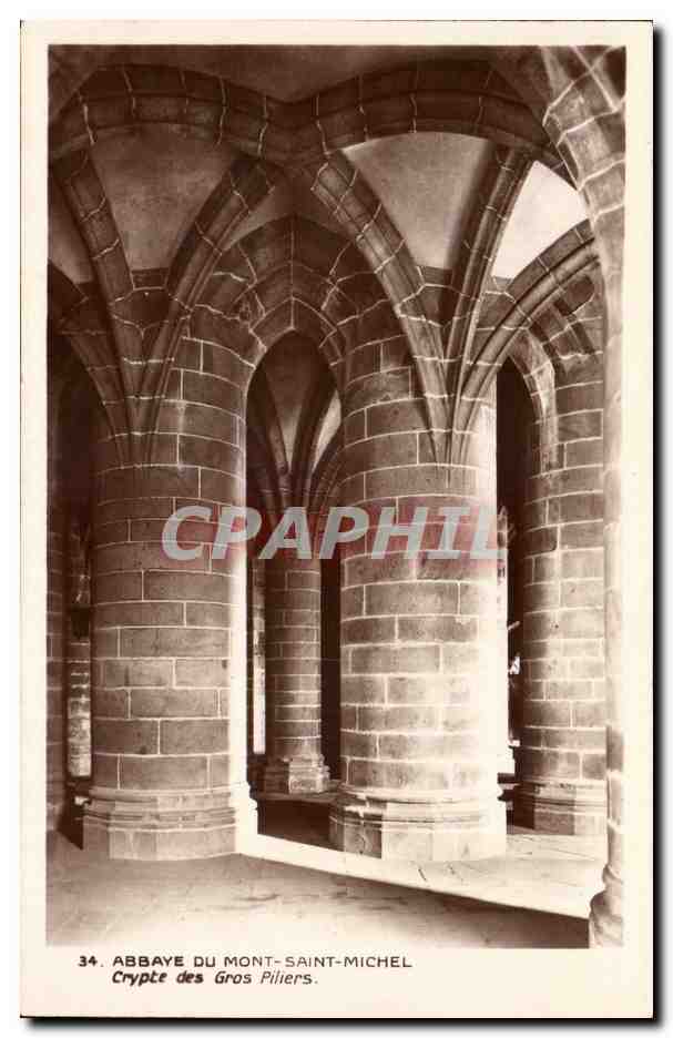 Mont Saint Michel CPA Abbaye Crypte des gros piliers
