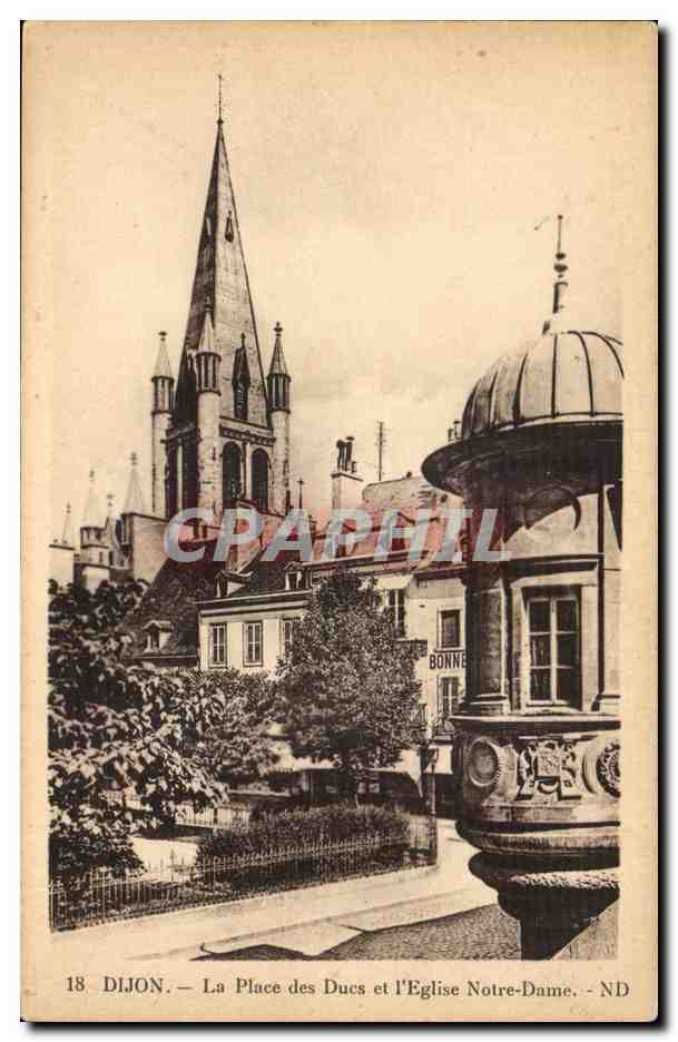 Dijon CPA La place des Ducs et l'eglise Notre DAme