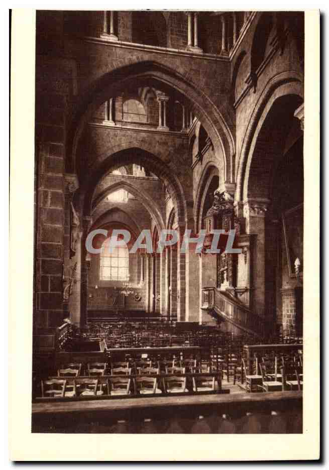 Cathédrale du Puy — Nef centrale vue du chœur — Héliogravure M. Lescuyer - Lyon