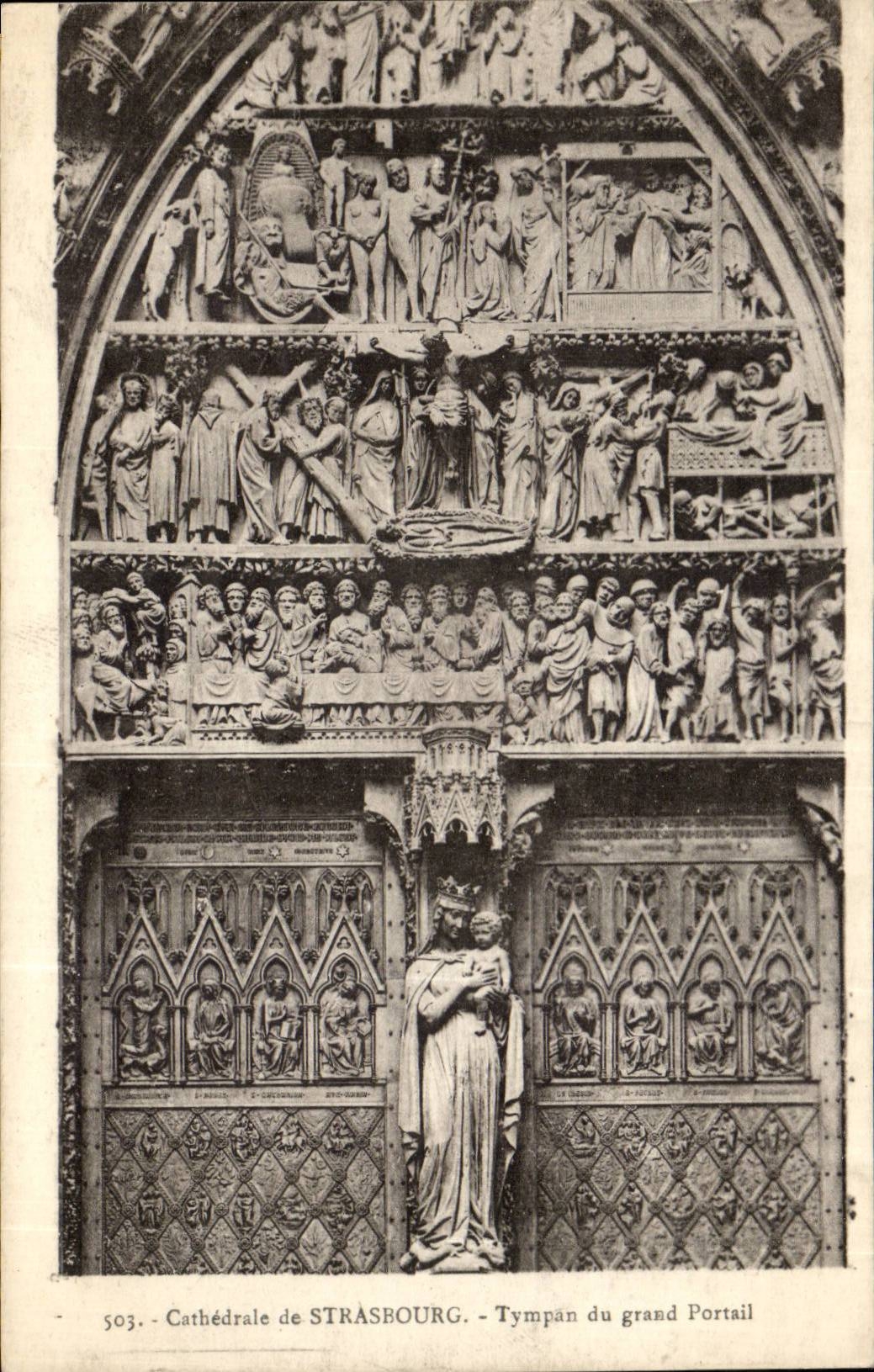 Cathédrale de Strasbourg — Tympân du grand Portail — éditeur CH. Bergeret, Strasbourg