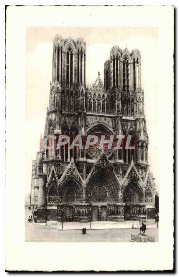 Cathédrale Notre-Dame de Reims — vue de la façade — CPAPHIL