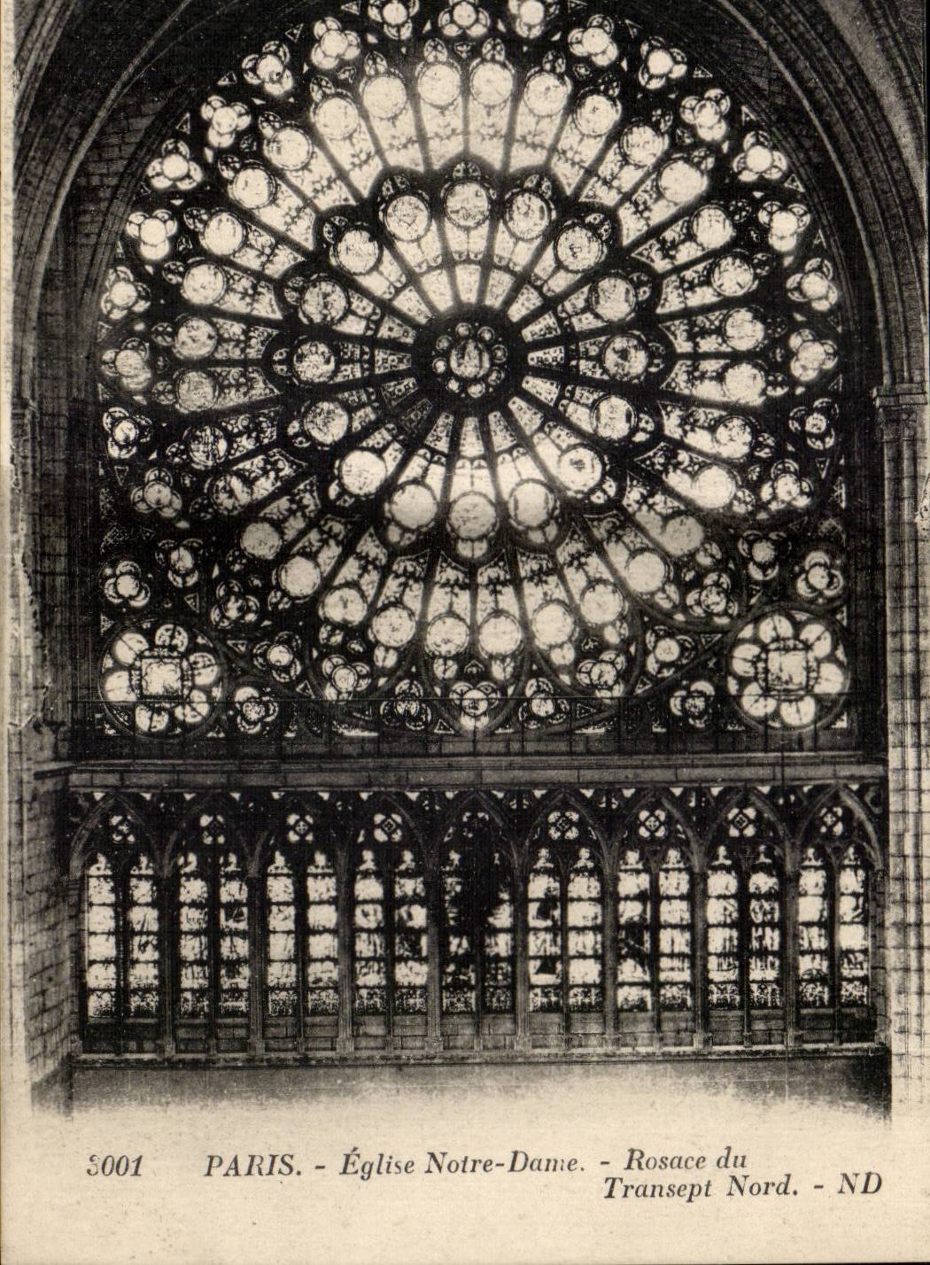 Paris CPA Eglise Notre Dame Rosace du transept Nord