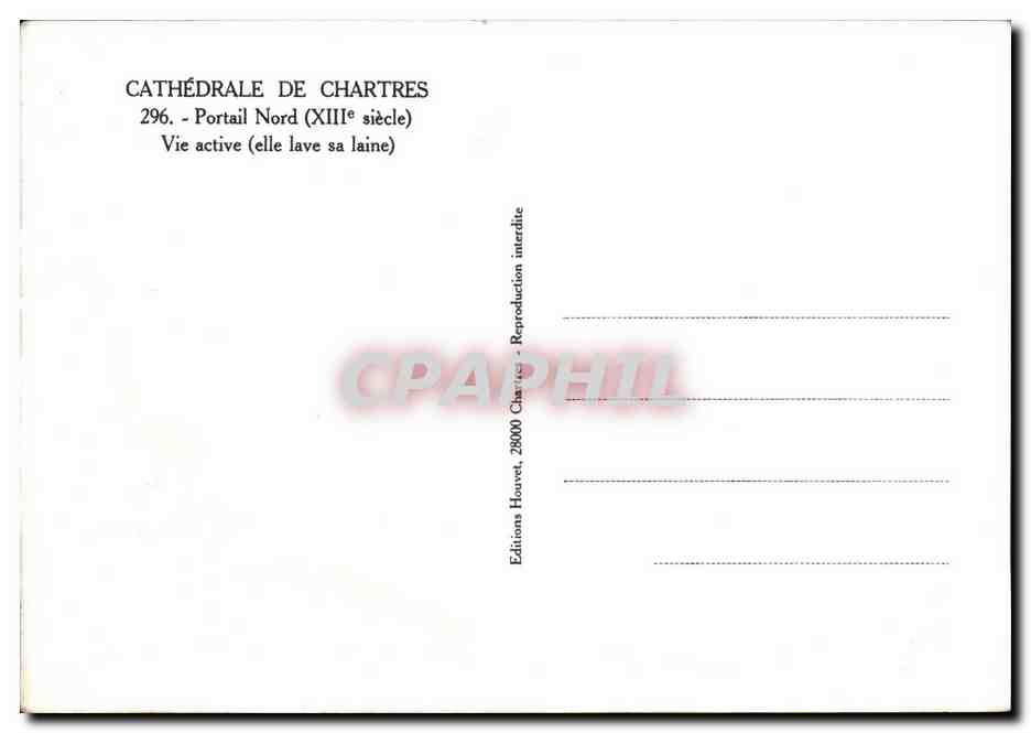 Chartres CPA Portail Nord Vie active (elle lave sa laine) — Verso