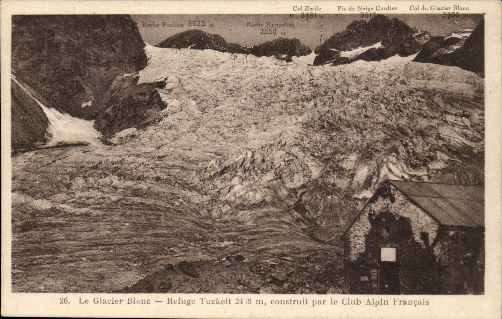 Le Glacier Blanc — Refuge Tuckett 2438 m, construit par le Club Alpin Français
