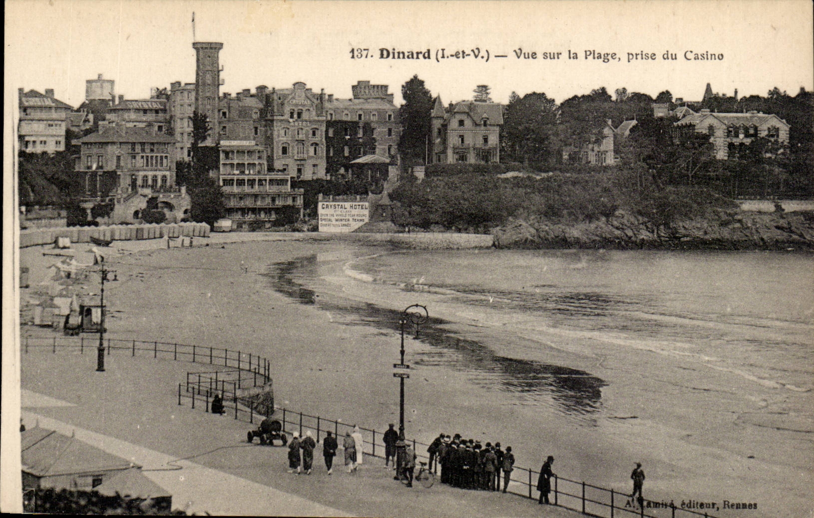 Dinard (I.-et-V.) — Vue sur la Plage, prise du Casino — A. Amiéd, éditeur, Rennes
