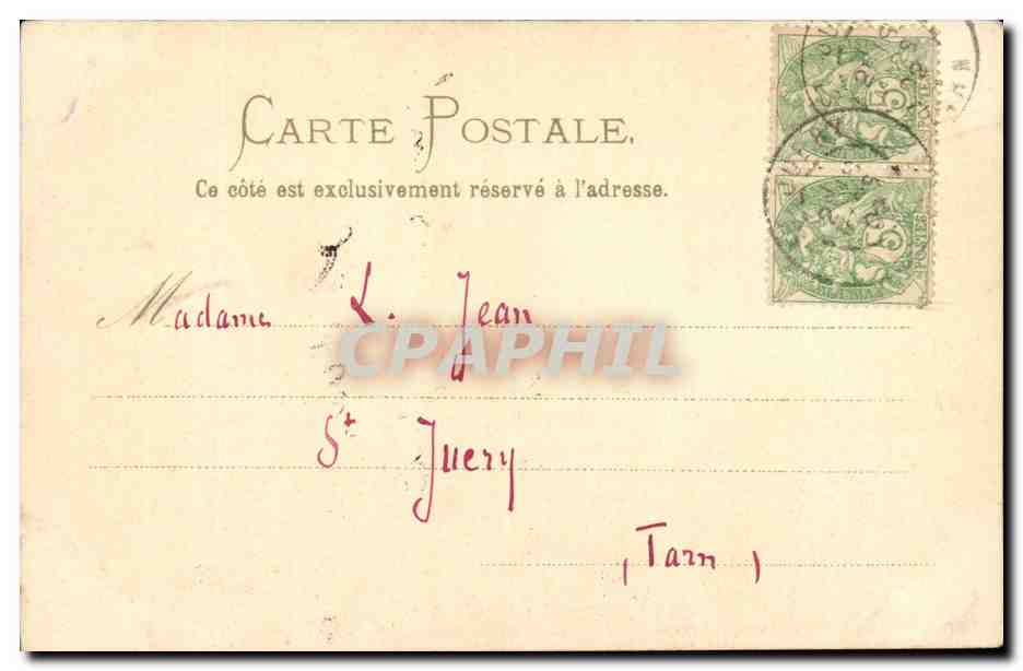 Jeune femme en robe verte et chapeau à fleurs — carte postale illustrée — éditeur non visible — Verso