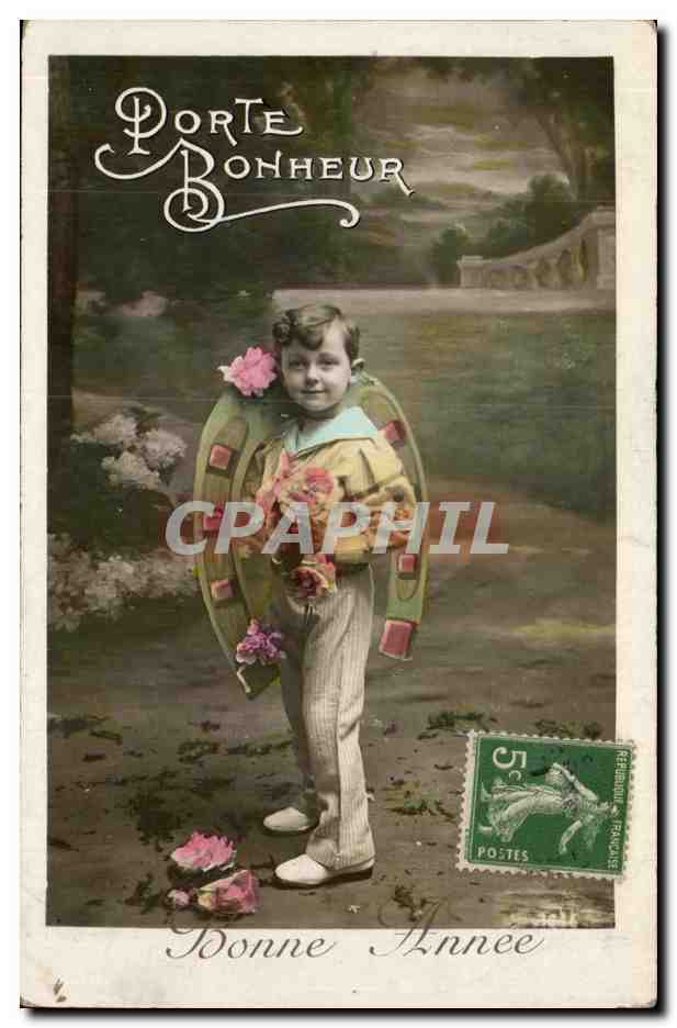 Enfant en costume de porte-bonheur — 'Porte Bonheur' — éditeur inconnu, n° de série non visible