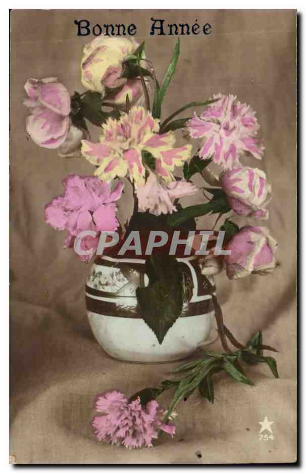 CPA Fantaisie Fleurs Bonne annee