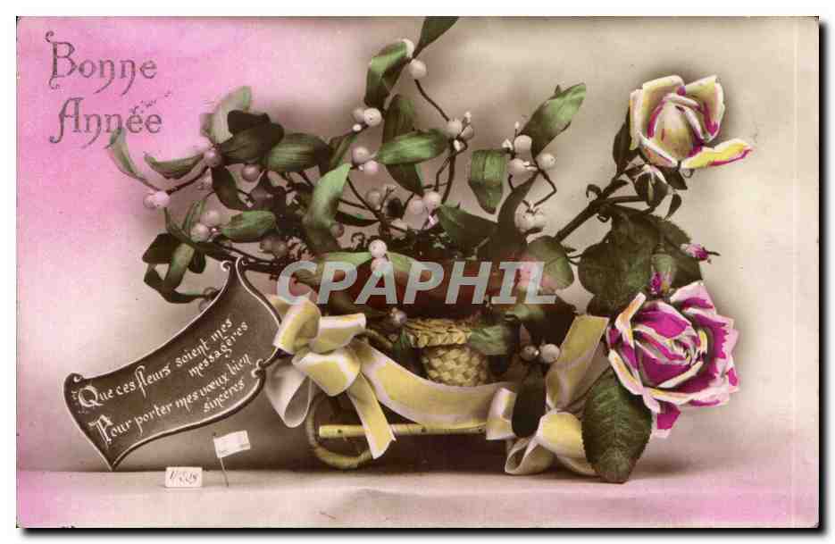CPA Fantaisie Fleurs Bonne annee