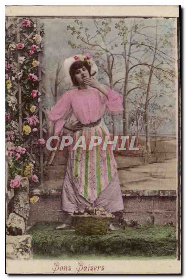 CPA Fantaisie Femme Bons baisers