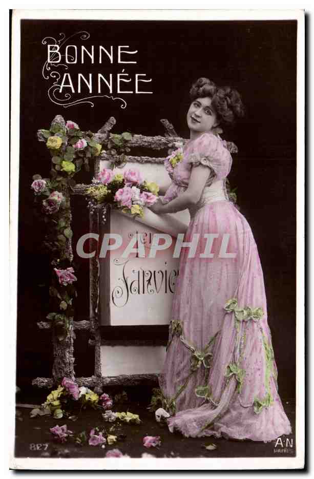 Femme en robe rose — Bonne Année — A.N. Paris, n° 837
