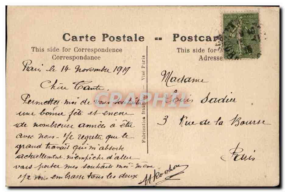 CPA Fantaisie BRoDEE (rare) Fleurs Bonne fete — Rückseite