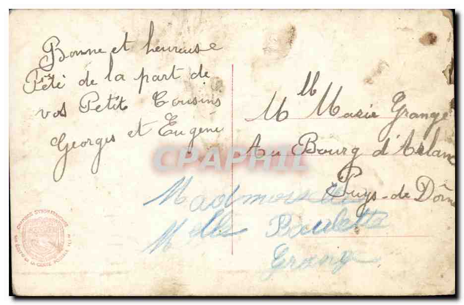 CPA Fantaisie Enfant Bonne fete — Rückseite