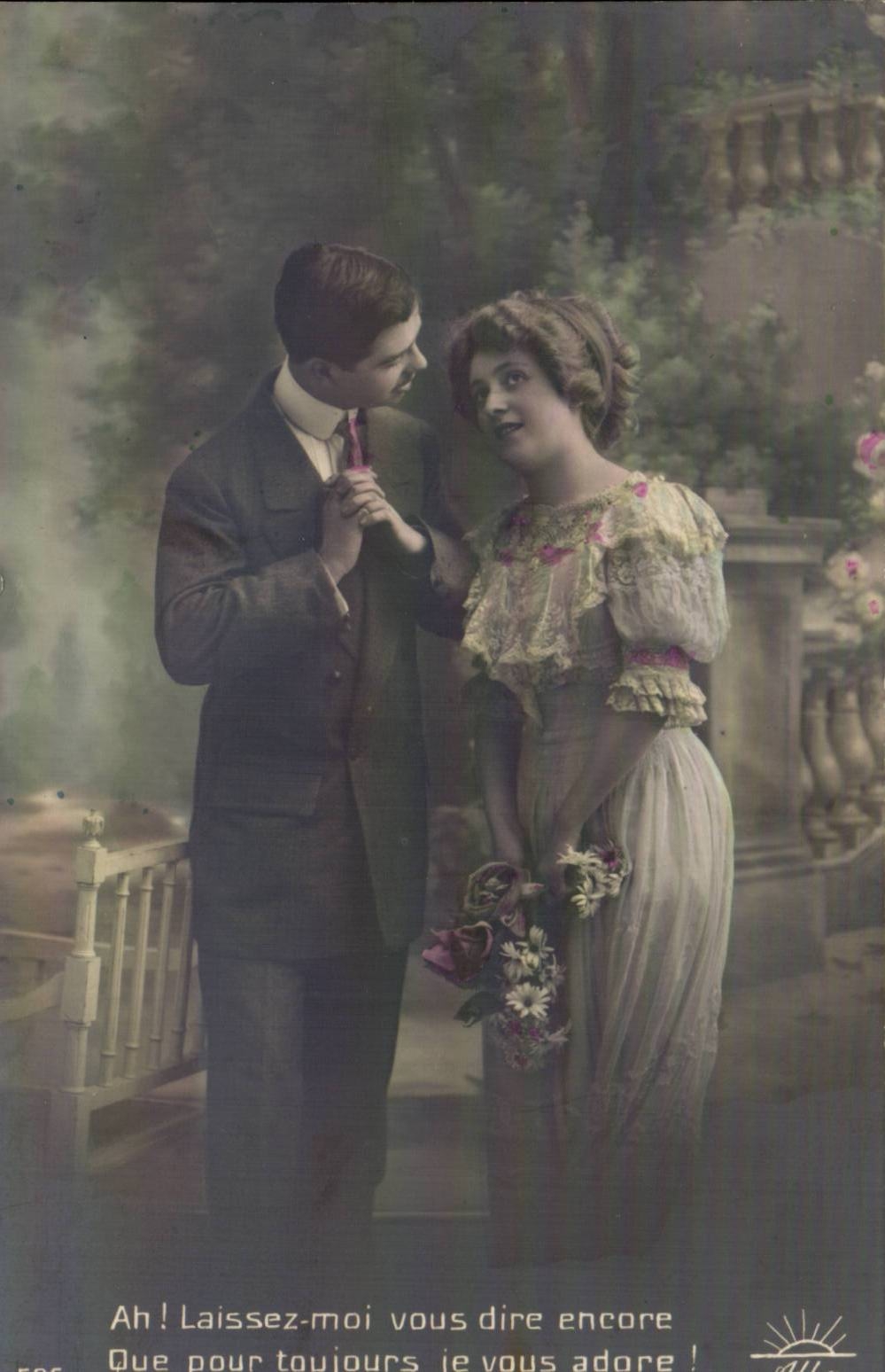 CPA Fantaisie Couple Ah laissez moi vous dire encore que pour toujours je vous adore !