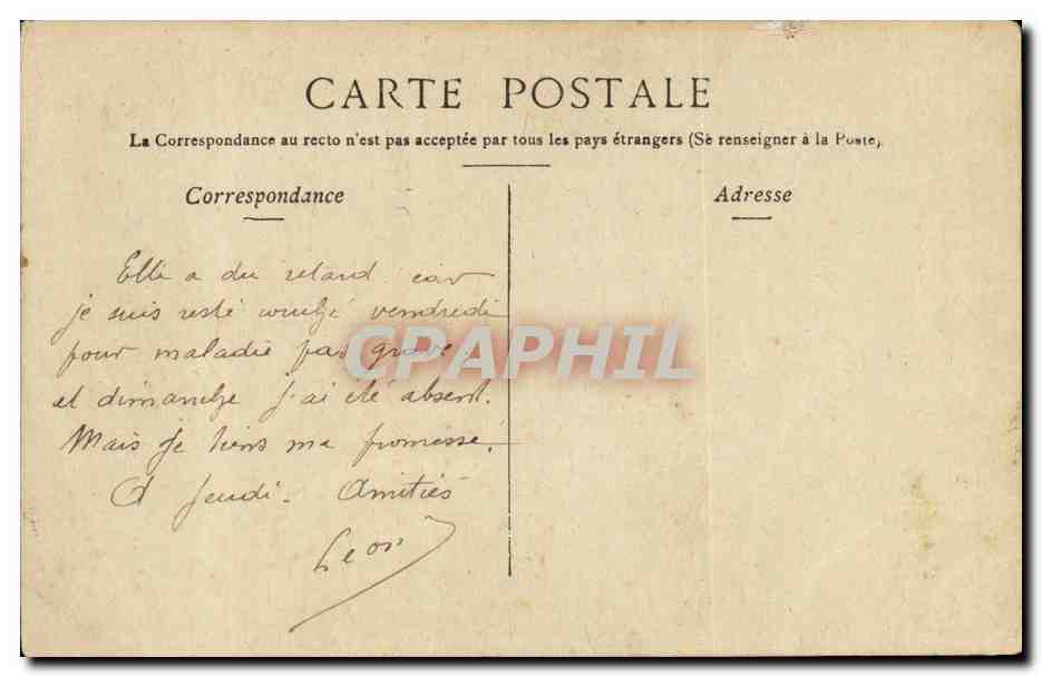 Femme en robe bleue à pois dorés — M.J.S. — N°5026 — Verso