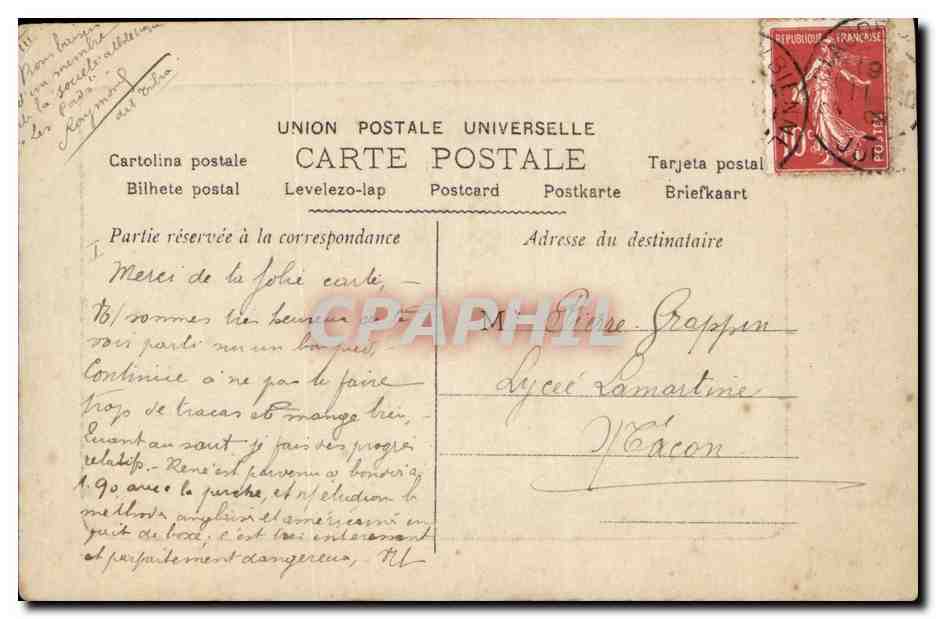 Jeune femme en robe rose tenant un panier de fleurs — éditeur Létau, n° 7003 — Verso