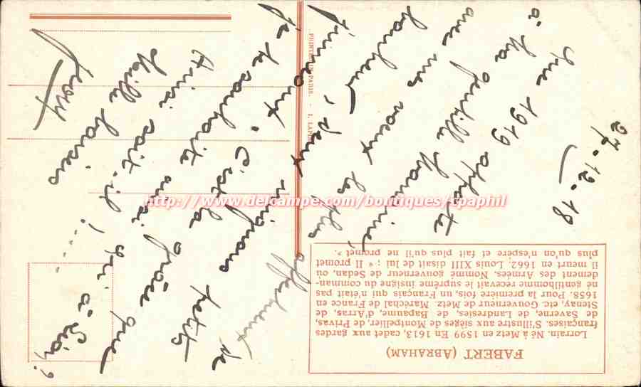Louis XIII — Sujet historique — J. Vauler — Verso
